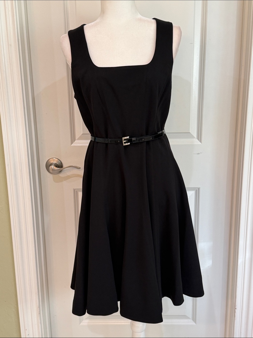 Tommy Hilfiger Black Square-Neck Fit & Flare Dress